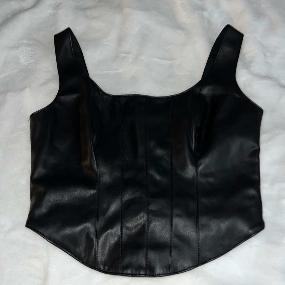 Faux Leather Corset Top